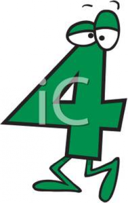 Green Cartoon Number 4 - Royalty Free Clipart Picture