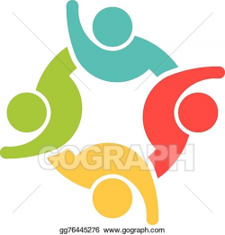 Vector Clipart - Team of 4 happy people logo. Vector Illustration ...
