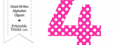 Hot Pink Polka Dot Number 4 Clipart — Printable Treats.com