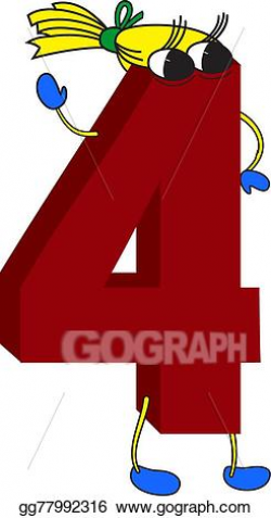 Vector Illustration - 3d funny animated red number 4. EPS Clipart ...