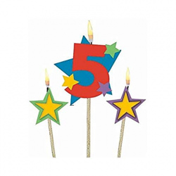 Amazon.com: Amscan Party Time Stars and Number 5 Celebration Candle ...