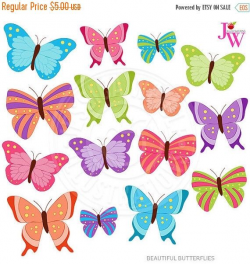 Beautiful Butterflies Cute Digital Clipart, Butterfly Clip Art ...