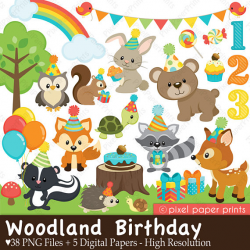 Woodland Birthday clip art Forest clipart Clip Art and