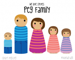 Peg Family Clipart Kids Clip art Family Illustration Peg