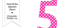 Hot Pink Polka Dot Number 5 Clipart — Printable Treats.com