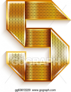 Vector Art - Number metal gold ribbon - 5 - five. Clipart Drawing ...