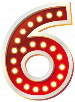 Red Number Six with Lights PNG Clip Art Image | Gallery ...