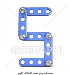 Stock Illustration - Blue metal constructor toy number 5 five 3d ...