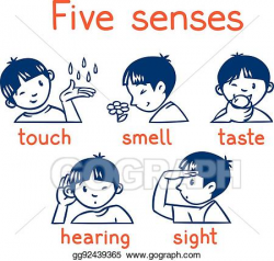 EPS Vector - Five senses monochrome icon set. Stock Clipart ...