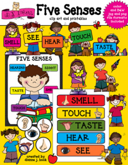 Clip art for teaching the 5 senses by DJ Inkers - DJ Inkers