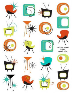 Mid Century Designs Retro Collage Sheet - 1950s 1960s - Household ...