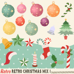 Retro Christmas Mix 1 Clipart Clipart 50s Christmas