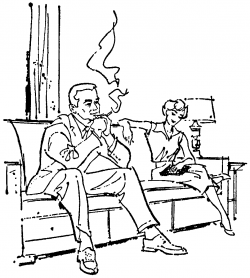 Free Clip Art - 50's-Era Well Dressed Couple Lounging on Couch in ...