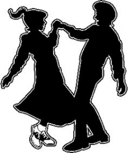 Vector Clip Art of Rockabilly couple dancing silhouett - Red and ...
