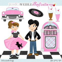 50s Sock Hop Cute Digital Clipart for Commercial or Personal ...