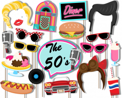 50's Diner Decade Photo Booth Props 20pcs Assembled – BirthdayGalore.com