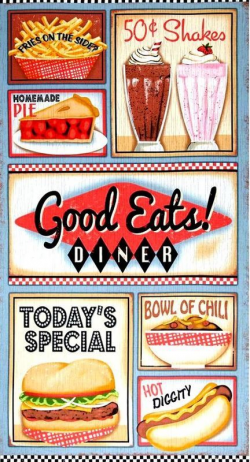 Fabric Panel Good Eats Diner Vintage Diner Signs Sixties Retro ...