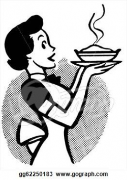 Clip Art - A black and white version of a vintage cartoon of a woman ...