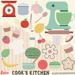 Retro Cooks Kitchen Clipart 50s Kitchen by DigitalPaperCraft ...