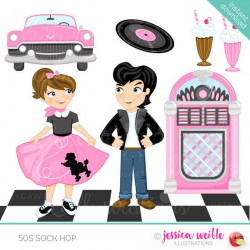 50s Sock Hop Cute Digital Clipart for Commercial or Personal ...
