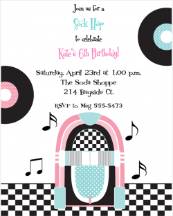 Rock Around the Clock Birthday Party Invitations | Grease party ...