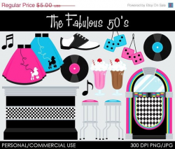 50% OFF - The Fabulous 50's Clipart - Digital Clip Art Graphics for ...