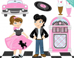 50s Sock Hop Cute Digital Clipart for Commercial or Personal Use ...
