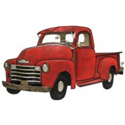 Two cartoon vintage pick-up truck outline drawings, one red and one ...
