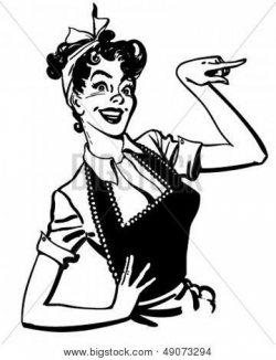 1950s Housewife Drawing | Pointing Housewife - Retro Clip Art ...