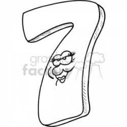 Royalty-Free Black and white number seven with a cartoon face 373582 ...