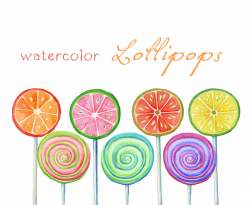 Digital Clipart, Watercolor Lollipops, Watercolor Sweets, Candy ...