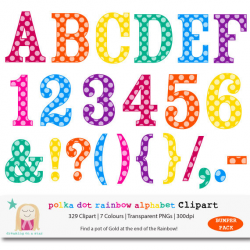 Alphabet Digital Rainbow Alphabet Clipart BUMPER PACK Polka