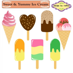 Sweet and Yummy Ice Cream Clipart by riefka on Etsy | Candy ...