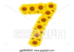 Stock Illustrations - Number 7, sunflower . Stock Clipart gg59646242 ...