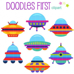 Colorful UFO Digital Clip Art for Scrapbooking Card Making Cupcake ...