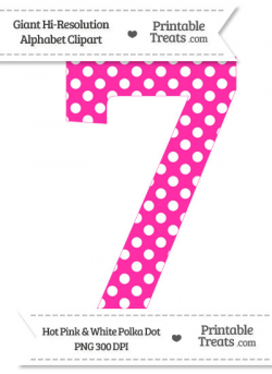 Hot Pink Polka Dot Number 7 Clipart — Printable Treats.com