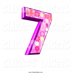 Clip Art of a 3d Pink Burst Number 7 by chrisroll - #336