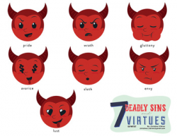 Seven Deadly Sins and Seven Virtues Smileys Clip Art Set | TpT