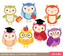 Owl Clip art, School Digital Owl clipart, Scrapbook Supplies, cute ...
