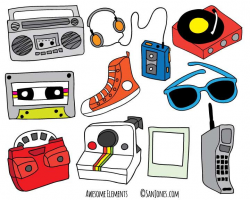 Hand Drawn Clipart / Clip Art Totally Awesome 80's Clip