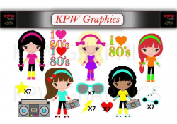I love the 80s Girls Clipart PNG Personal & Small by KPWgraphics ...