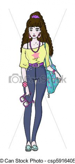 80s Girl Free Clipart