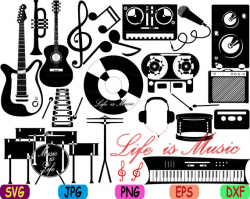 Rock Music Musical Instruments note school Cutting Files svg ...