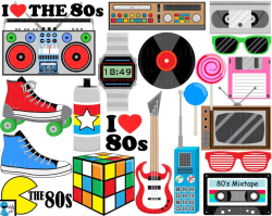 I Love The 80s v1- Digital Clipart, Clip Art Graphics, Personal Use,  Commercial Use, Instant download - 88 images (00249)