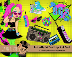 Totally 80's Digital Clip Art Elements for Scrap-booking