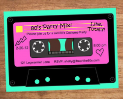 80's Party Mix Tape Custom Invitation | Party mix, 80s party and 80 s
