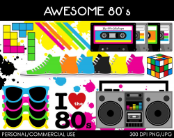 Awesome 80's Clipart Digital Clip Art Graphics by MareeTruelove ...