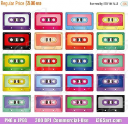 50% OFF Cassette Tapes Clipart, Cassette Clip Art, 80s' Retro ...
