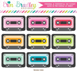 Cassette Tape Clipart Set 80's Music Clip Art Graphics Personal &  Commercial Use
