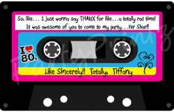 Printable 80's Thank You Cards - Personalized - 80's Cassette Tape ...